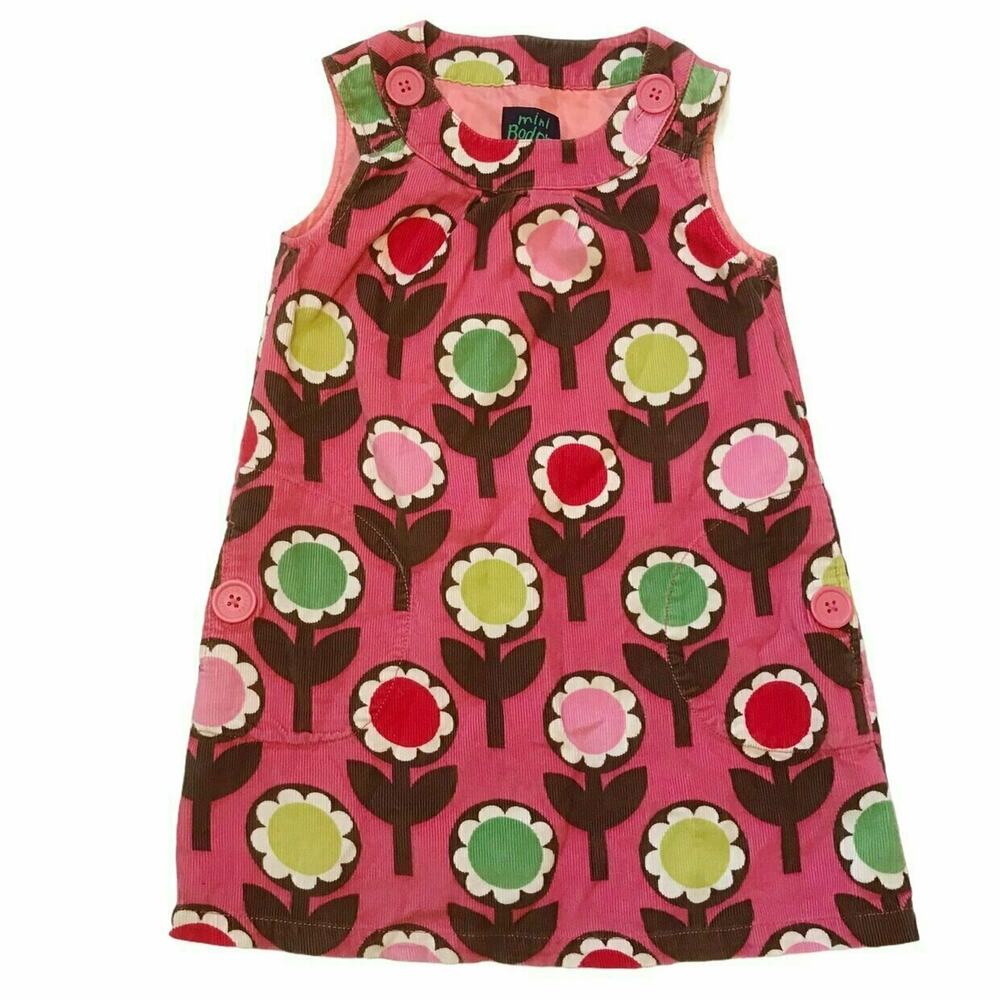 Mini Boden Girls 100% Cotton Floral Corduroy Dress 4-5Y